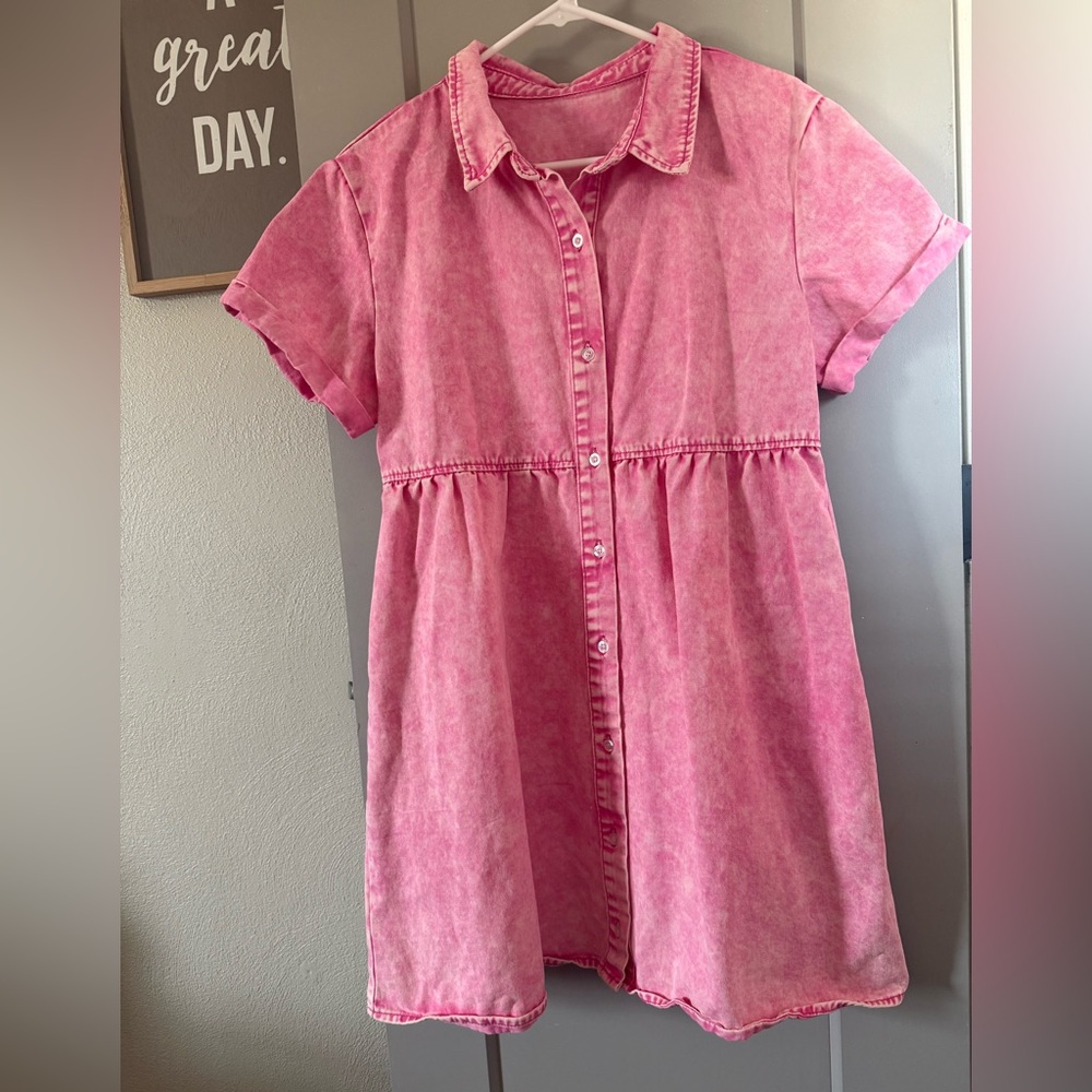 Pink Button-Up women’s Jean Dress
